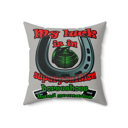 my luck - Faux Suede Square Pillow - (light grey)