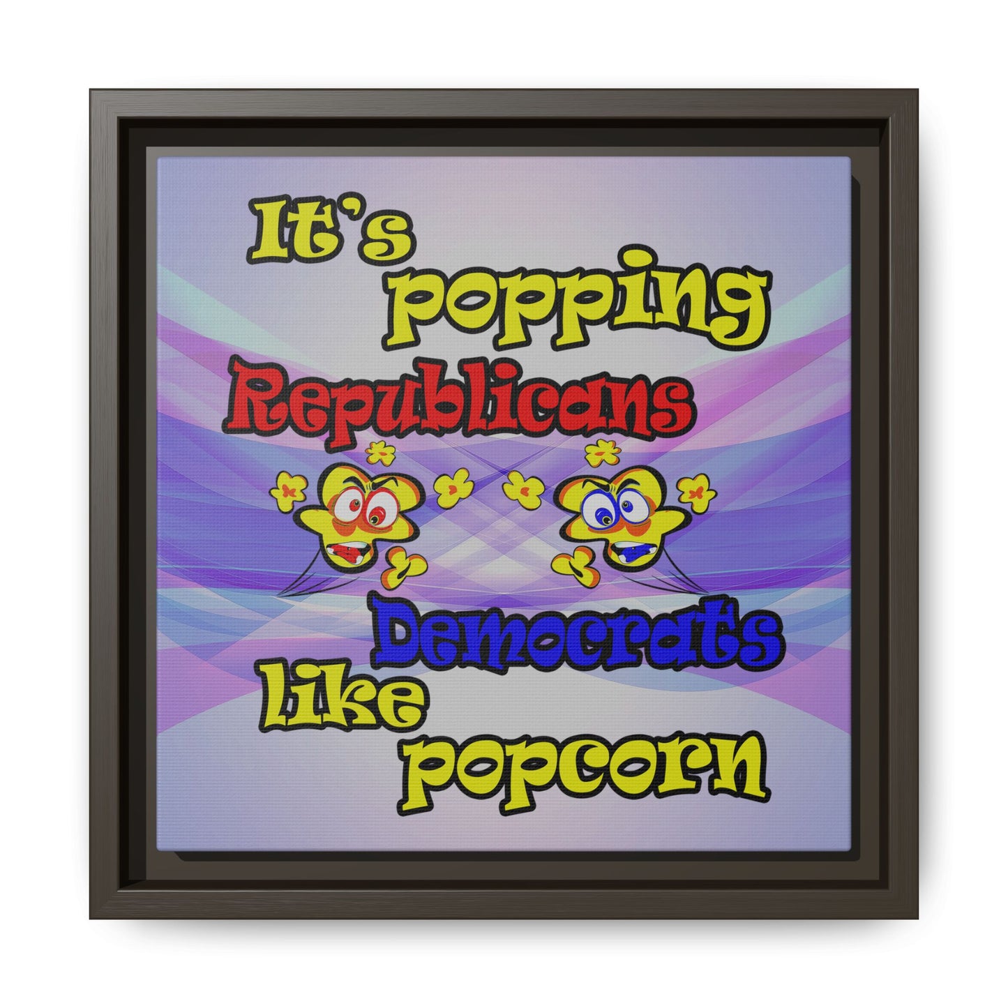 popping like popcorn - framed canvas art (light blue-pink wave)
