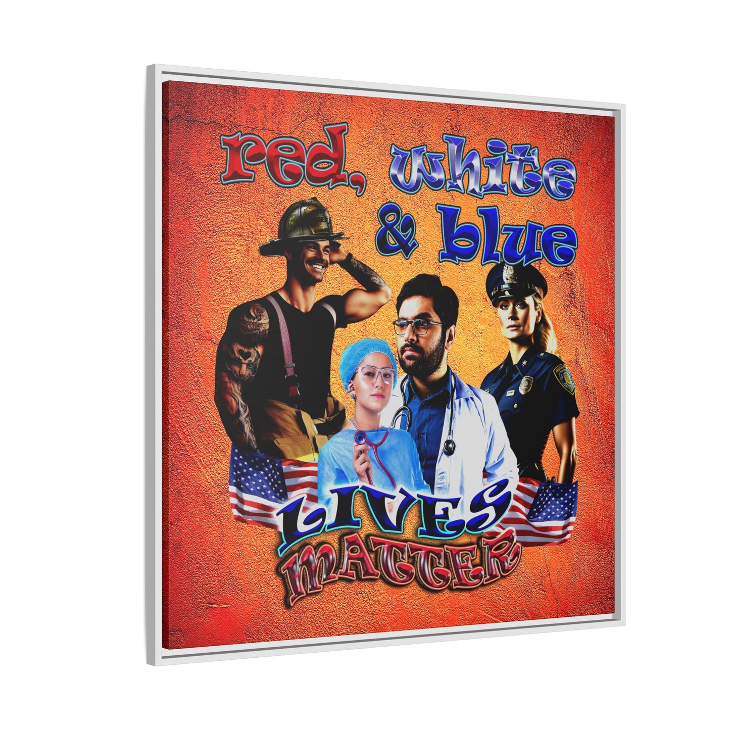 rw&b lives matter - framed canvas art (burnt orange)