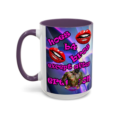 hoes b4 bros - Accent Mug (grey-pink wave)