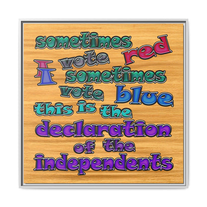 declaration of the independents - framed canvas art (butterscotch wood finish)