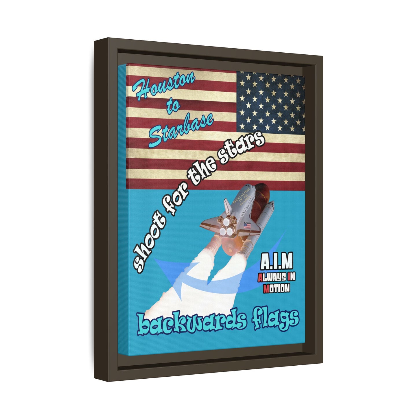 shoot for the stars - framed canvas art (turquoise)