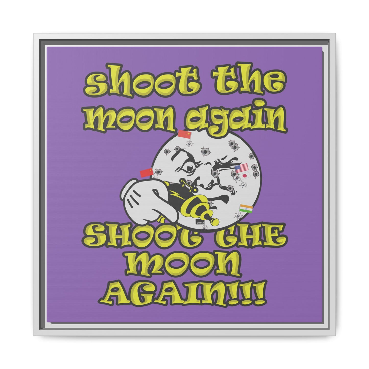 shoot the moon again - framed canvas art (light purple)