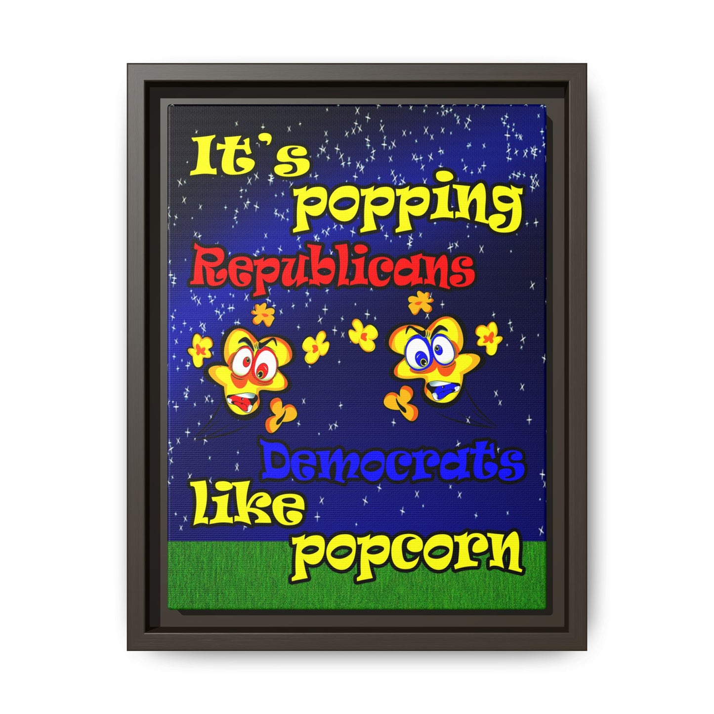popping like popcorn - framed canvas art ('snoops' background)