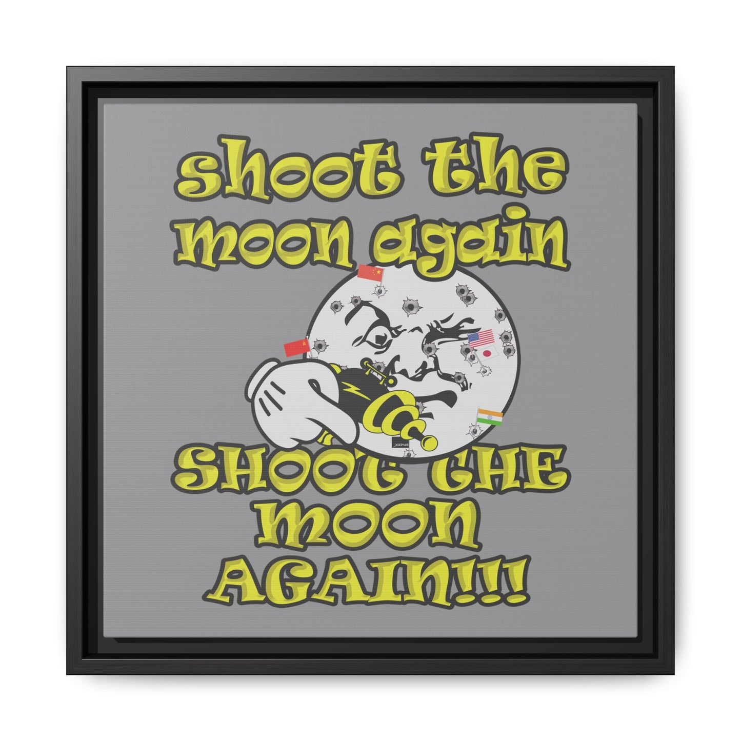 shoot the moon again - framed canvas art (grey)