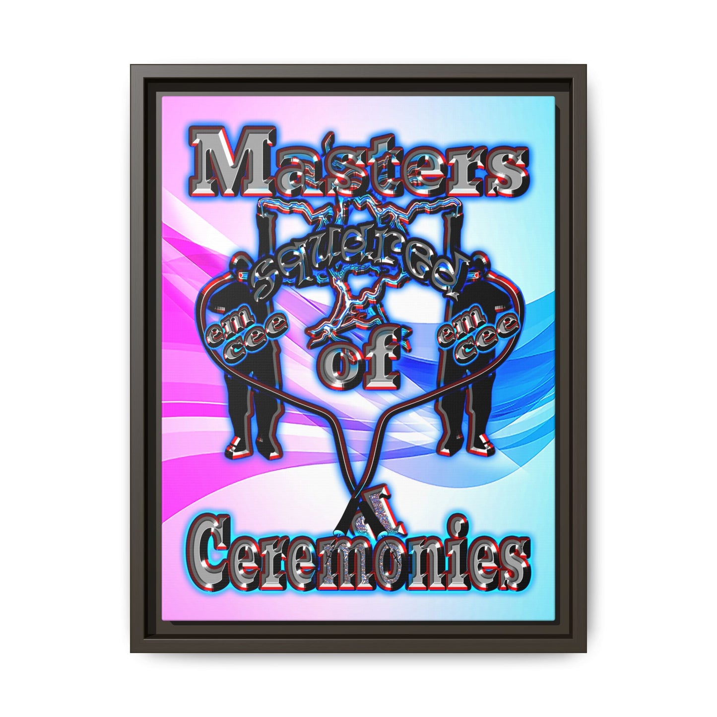 em cee squared - framed canvas art (light blue-pink wave)