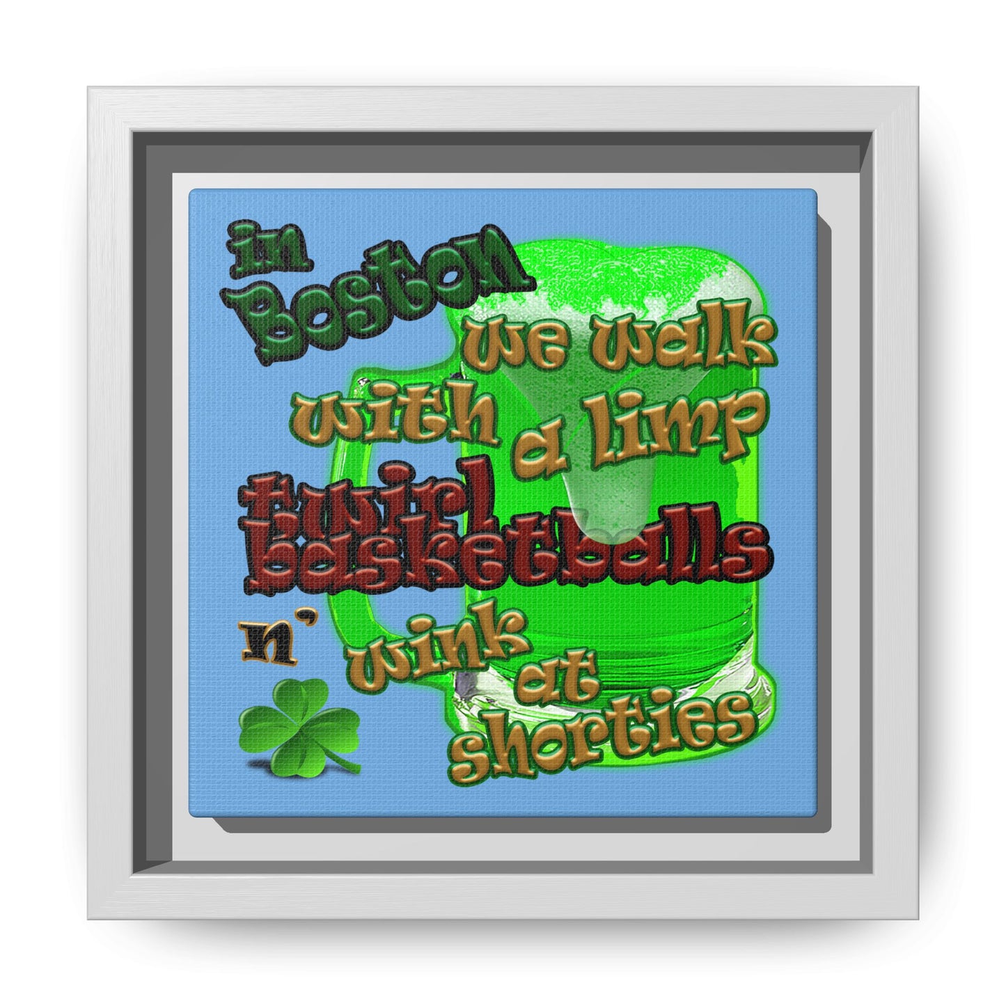 celtics logo - framed canvas art (light blue)