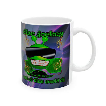 disc jockey - White Mug (grey-pink wave)