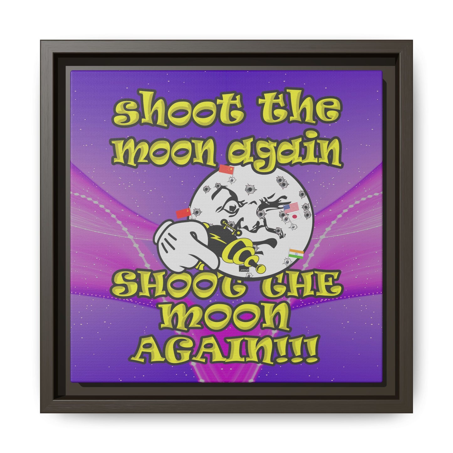 shoot the moon again - framed canvas art (purple-pink wave)