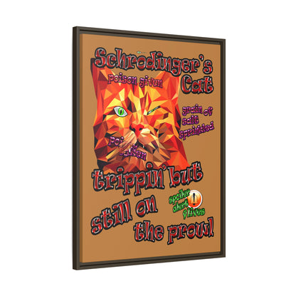 schrodinger's cat - framed canvas art (light brown)