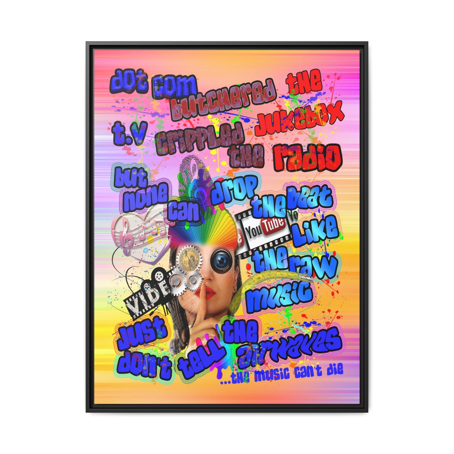 drop the beat - framed canvas art (color blur)