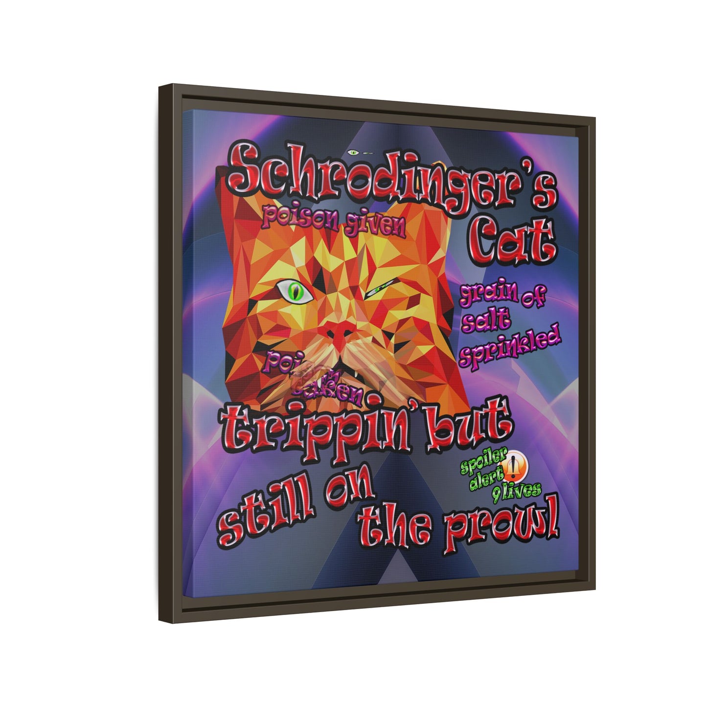 schrodinger's cat - framed canvas art (grey-pink wave)