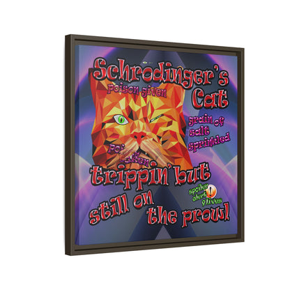 schrodinger's cat - framed canvas art (grey-pink wave)