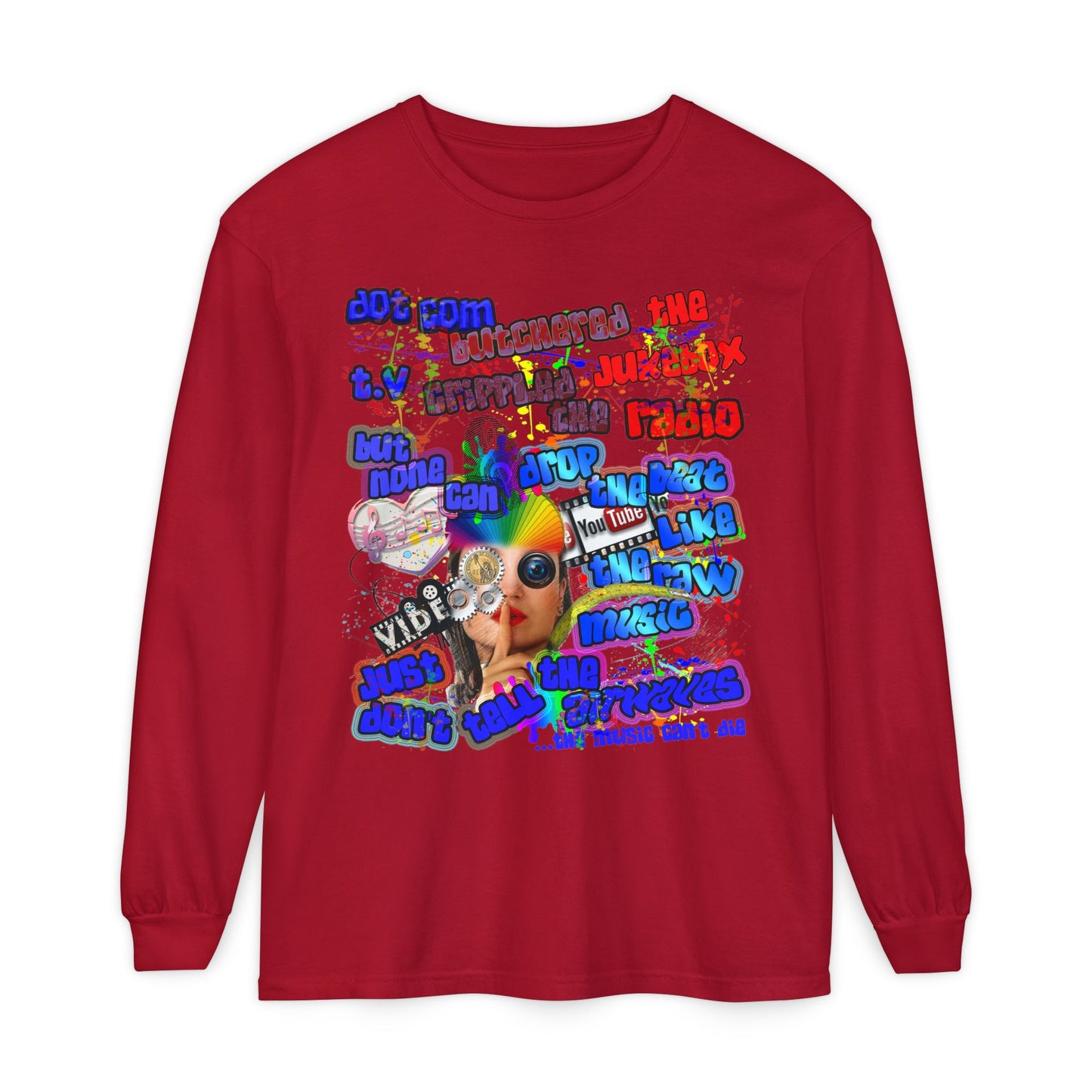 drop the beat - Unisex Garment-dyed Long Sleeve T-Shirt