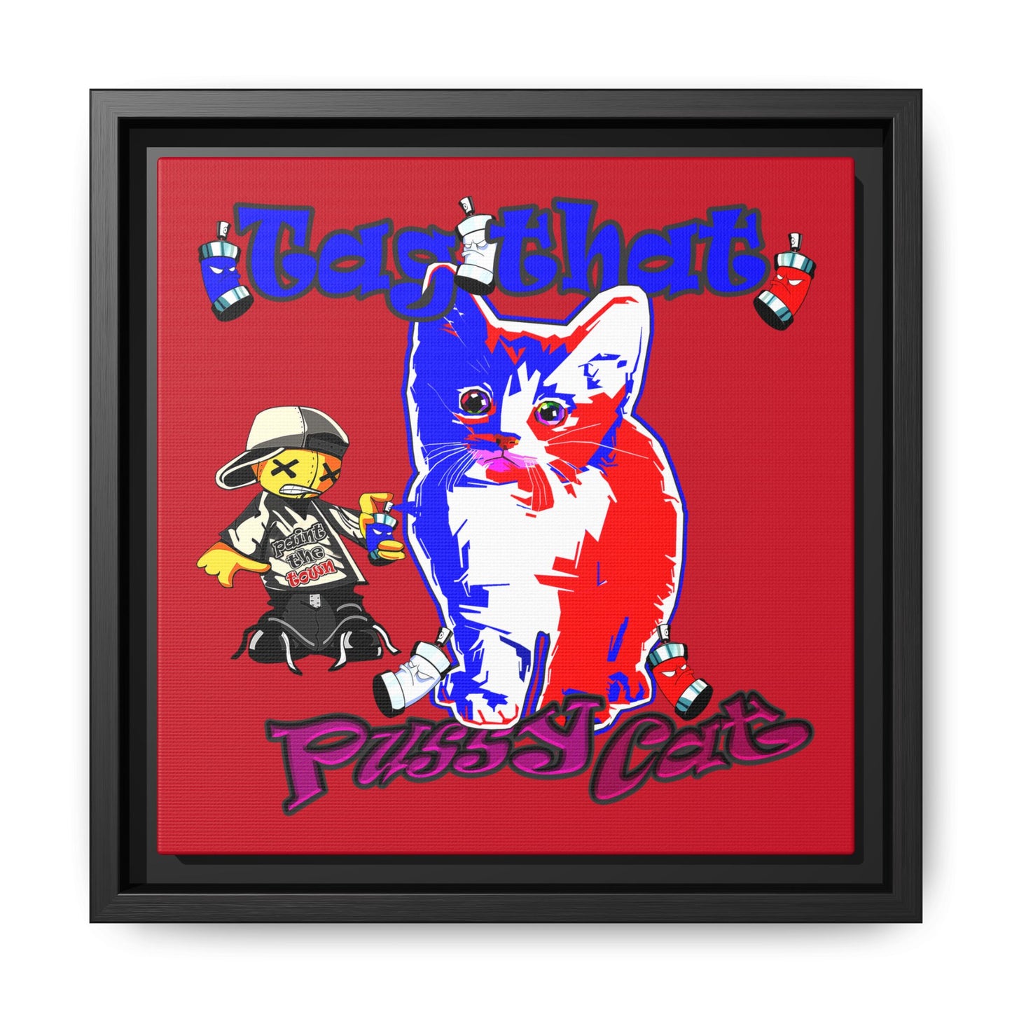 tag that - framed canvas art (dark red)
