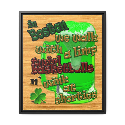 celtics logo - framed canvas art (butterscotch wood finish)
