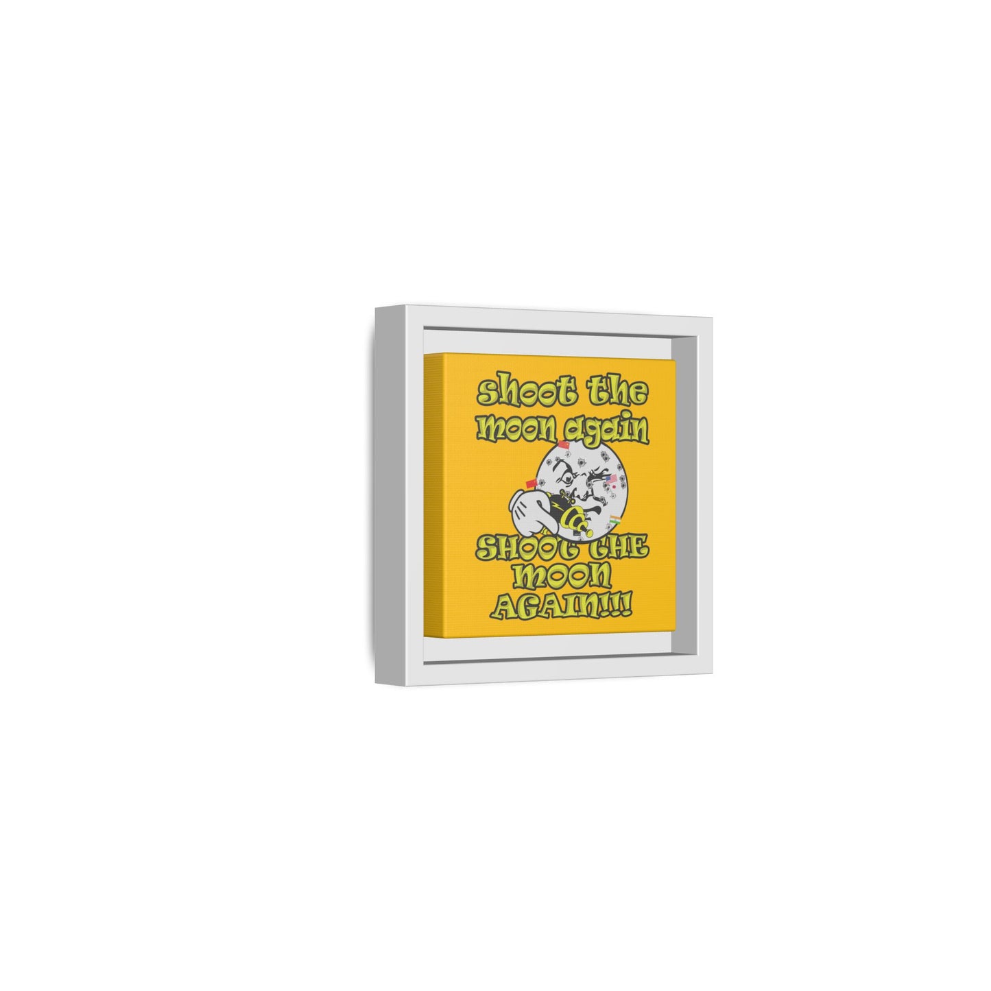shoot the moon again - framed canvas art (yellow)