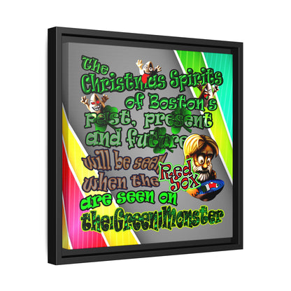 christmas spirits of boston - framed canvas art (rainbow split)