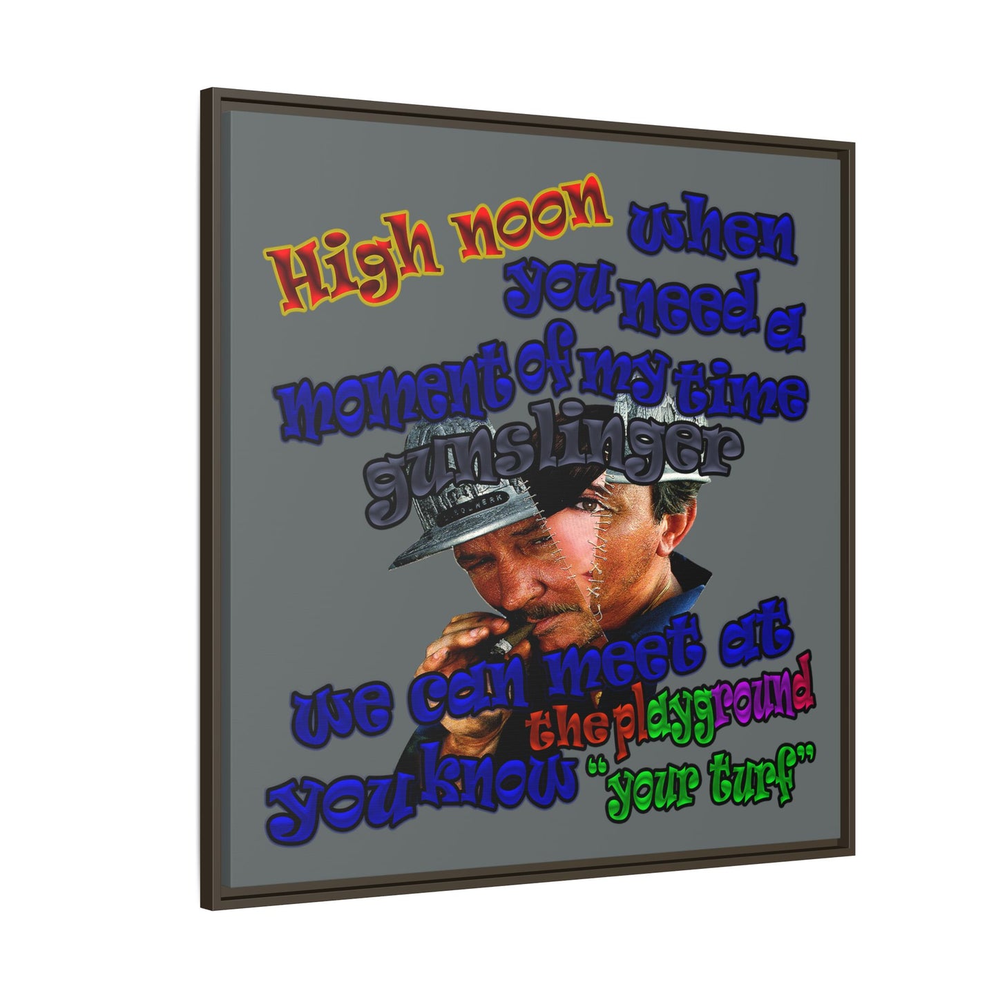 high noon - framed canvas art (dark grey)