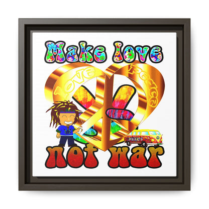 love peace - framed canvas art (white)