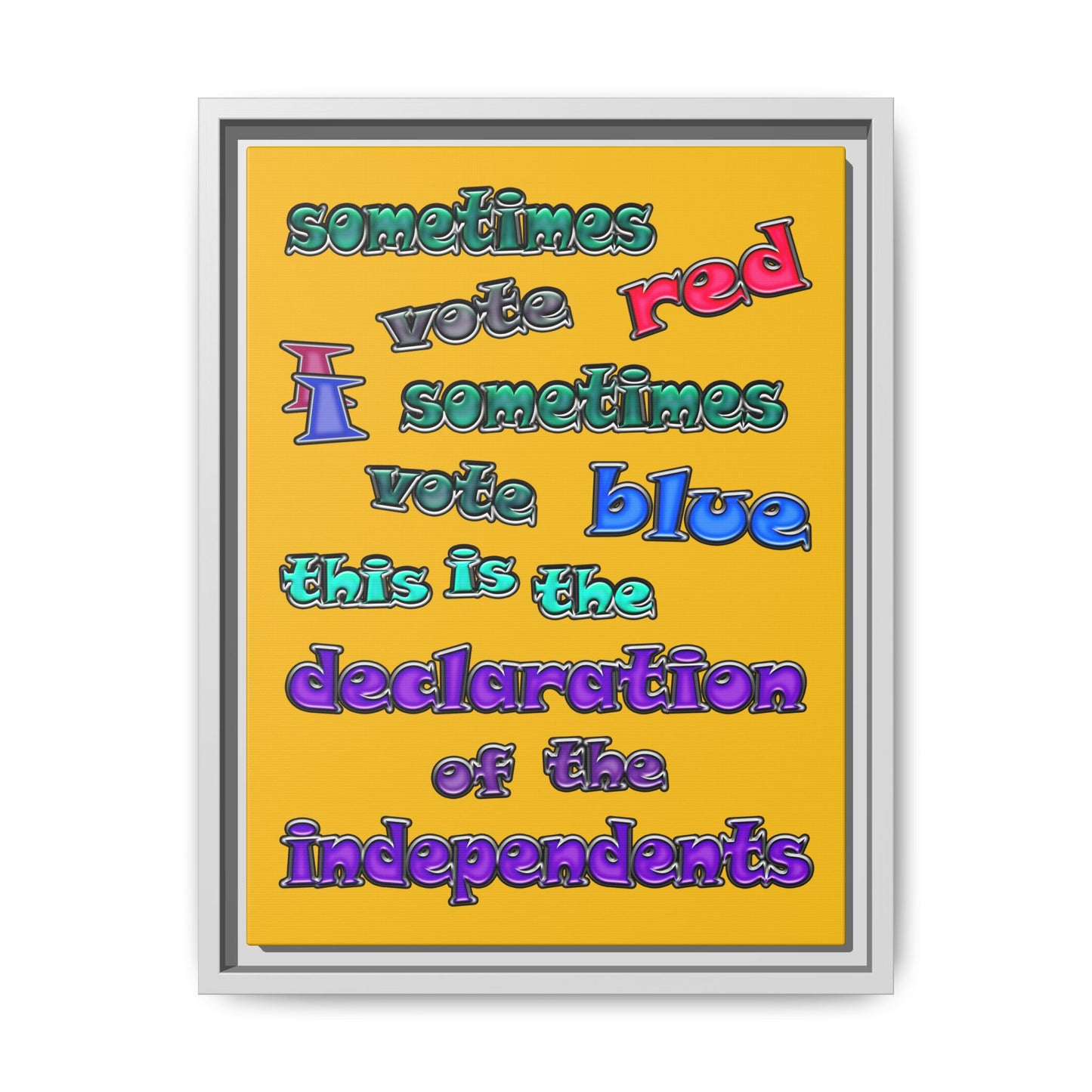 declaration of the independents - framed canvas art (yellow)