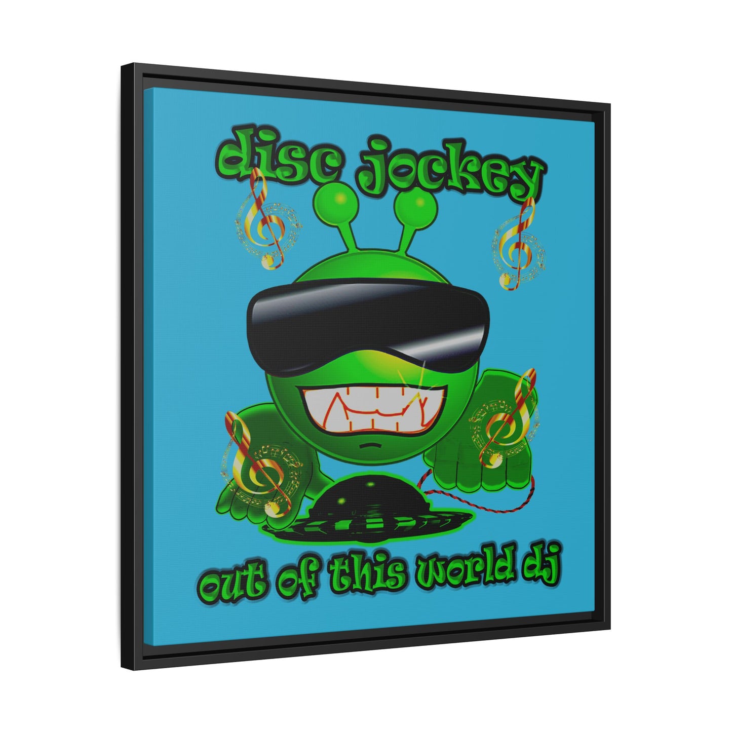 disc jockey - framed canvas art (turquoise)