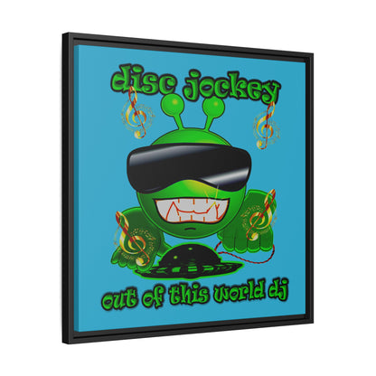 disc jockey - framed canvas art (turquoise)