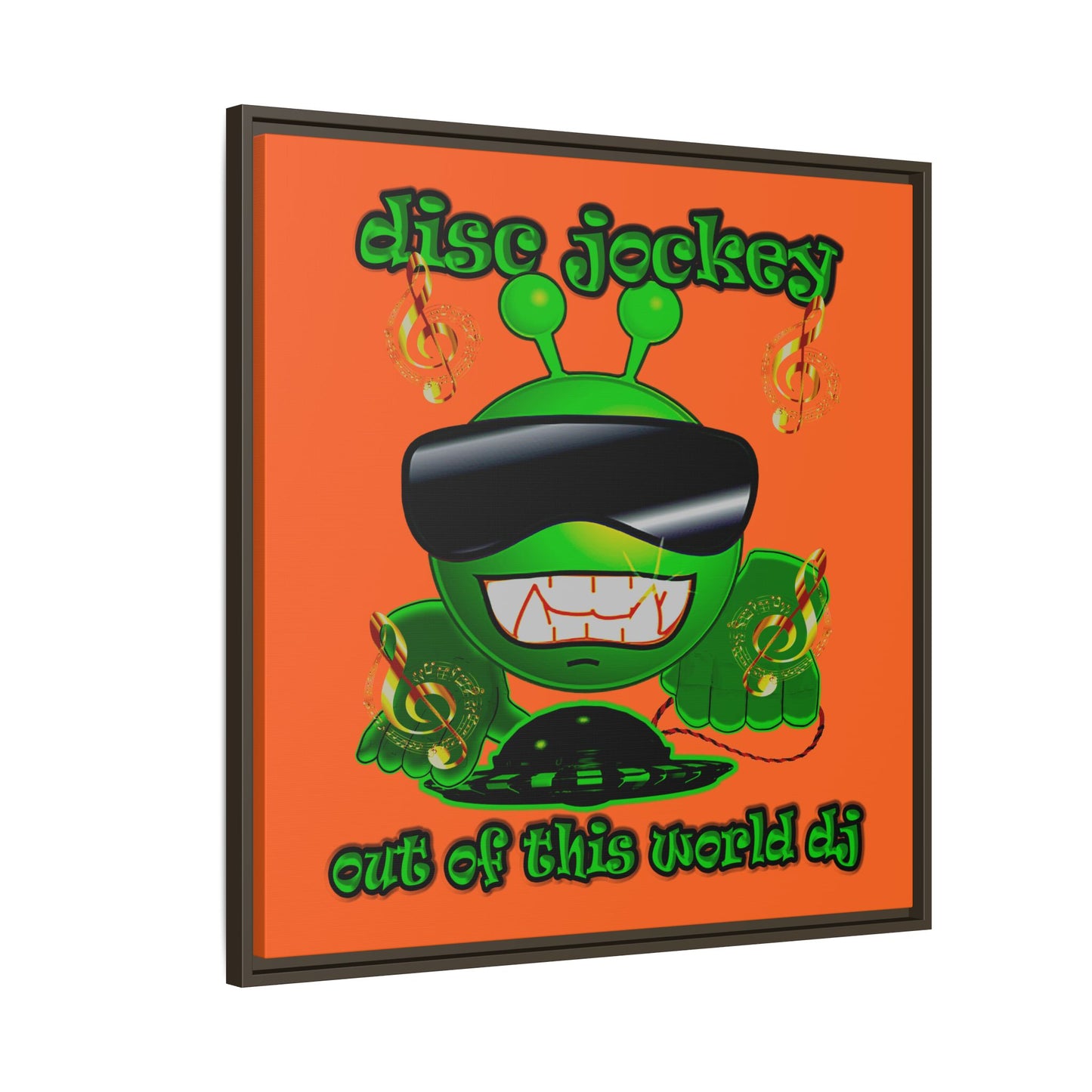 disc jockey - framed canvas art (orange)