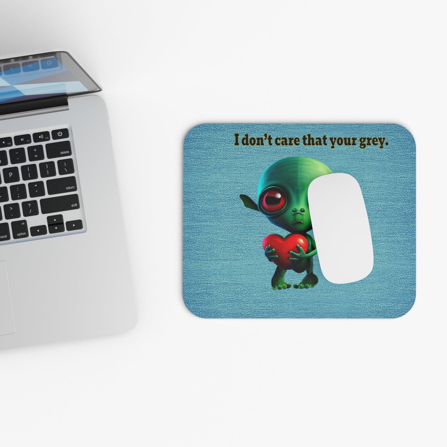 I don't care that your grey - Mouse Pad (Rectangle) (faded blue)
