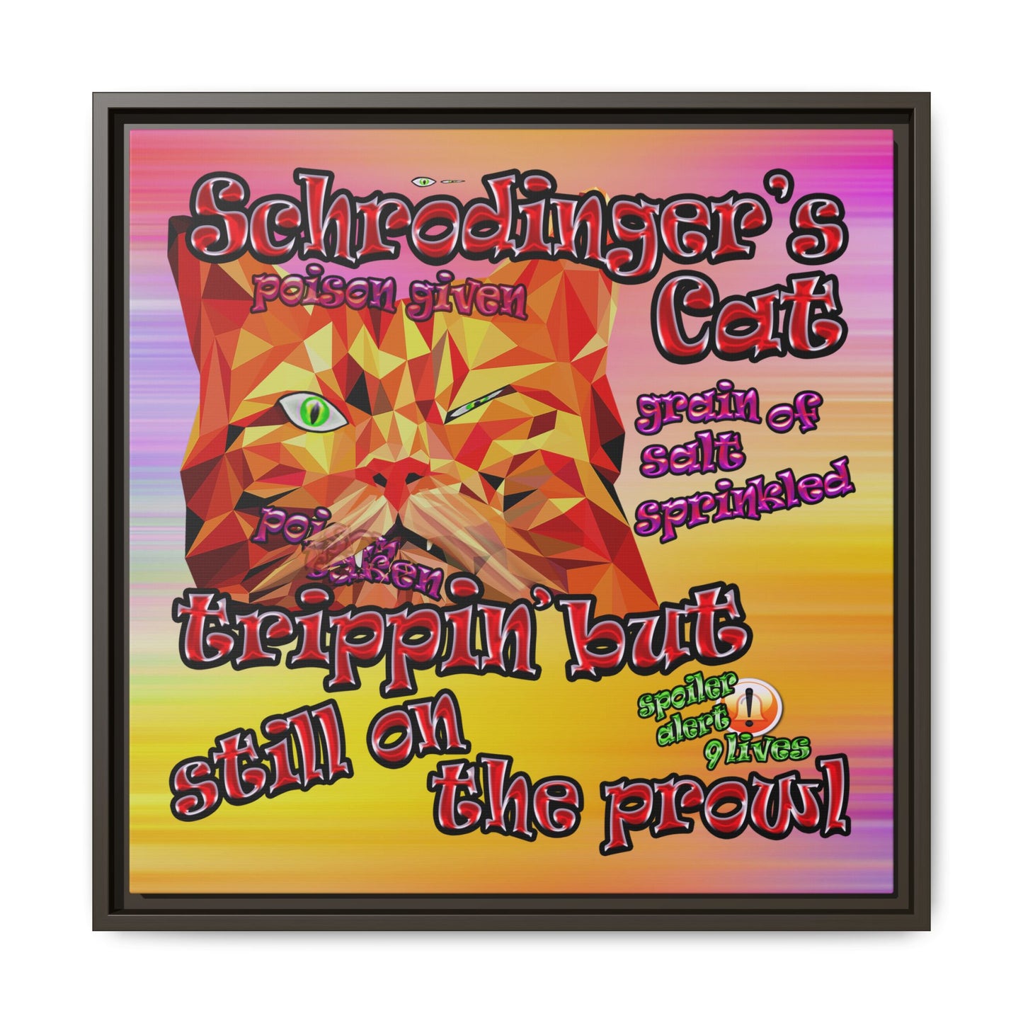 schrodinger's cat - framed canvas art (color blur)