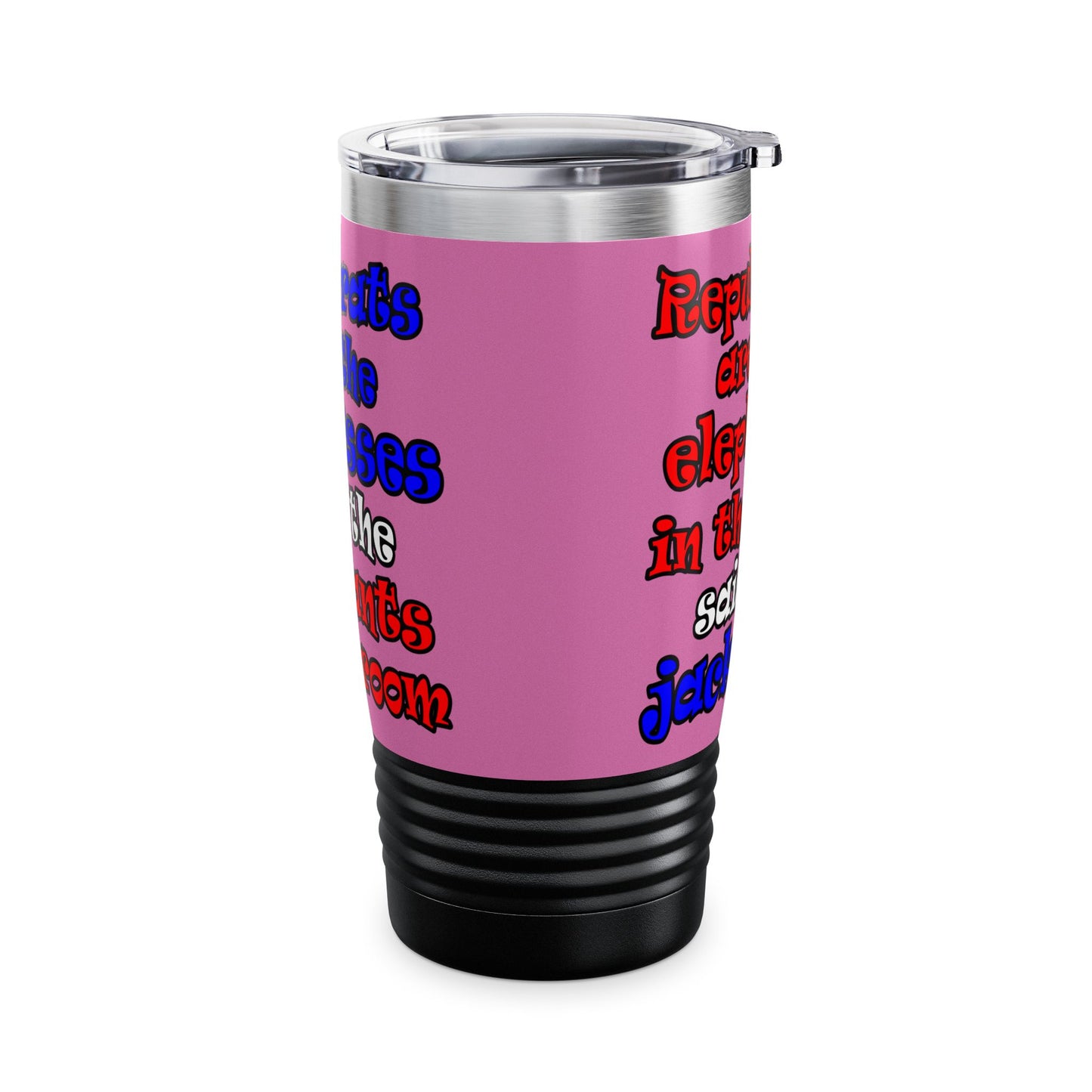 donkeys and elephants - Ringneck Tumbler, 20oz (light pink)