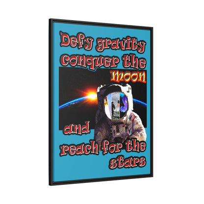 defy conquer reach - framed canvas art (turquoise)