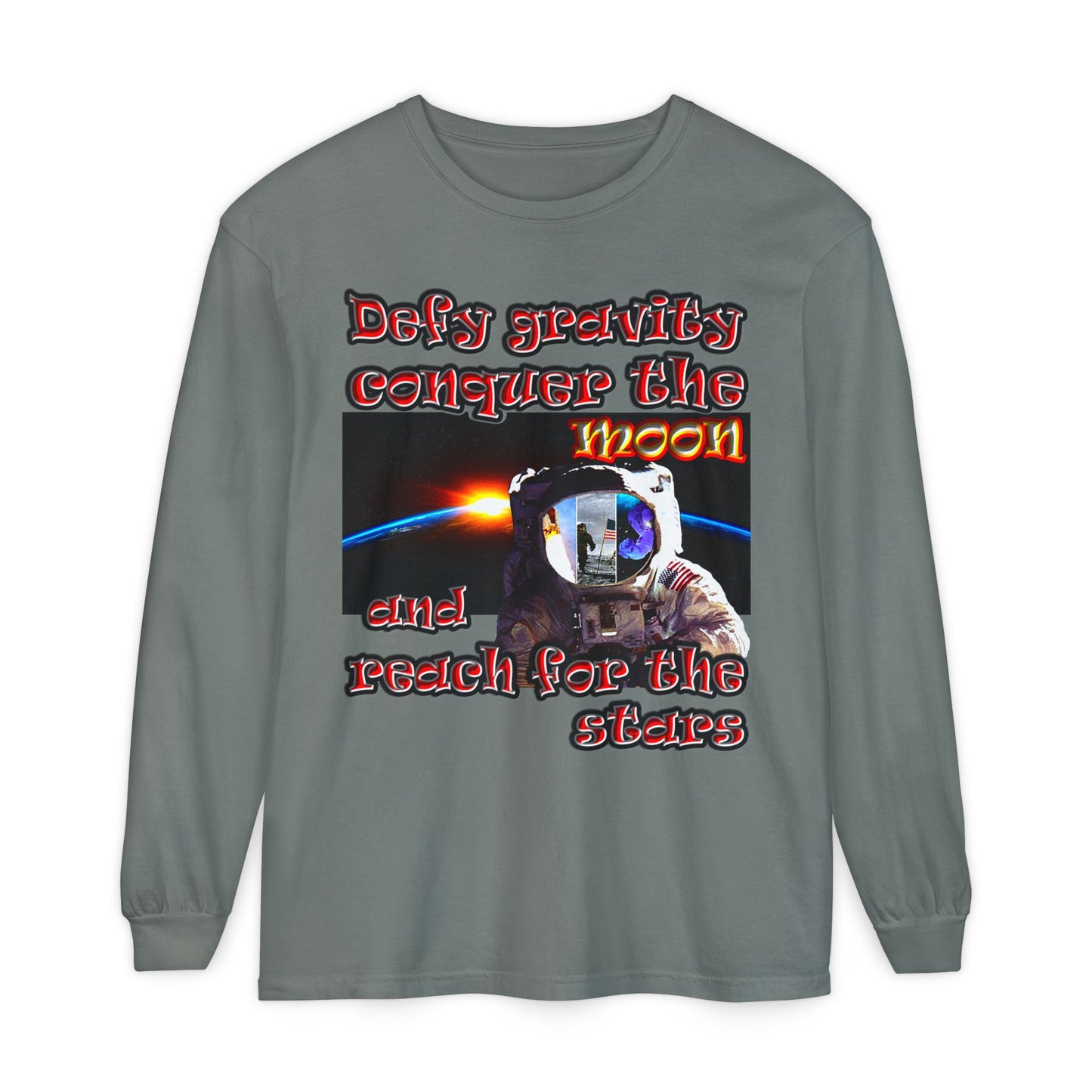 defy conquer reach - Unisex Garment-dyed Long Sleeve T-Shirt