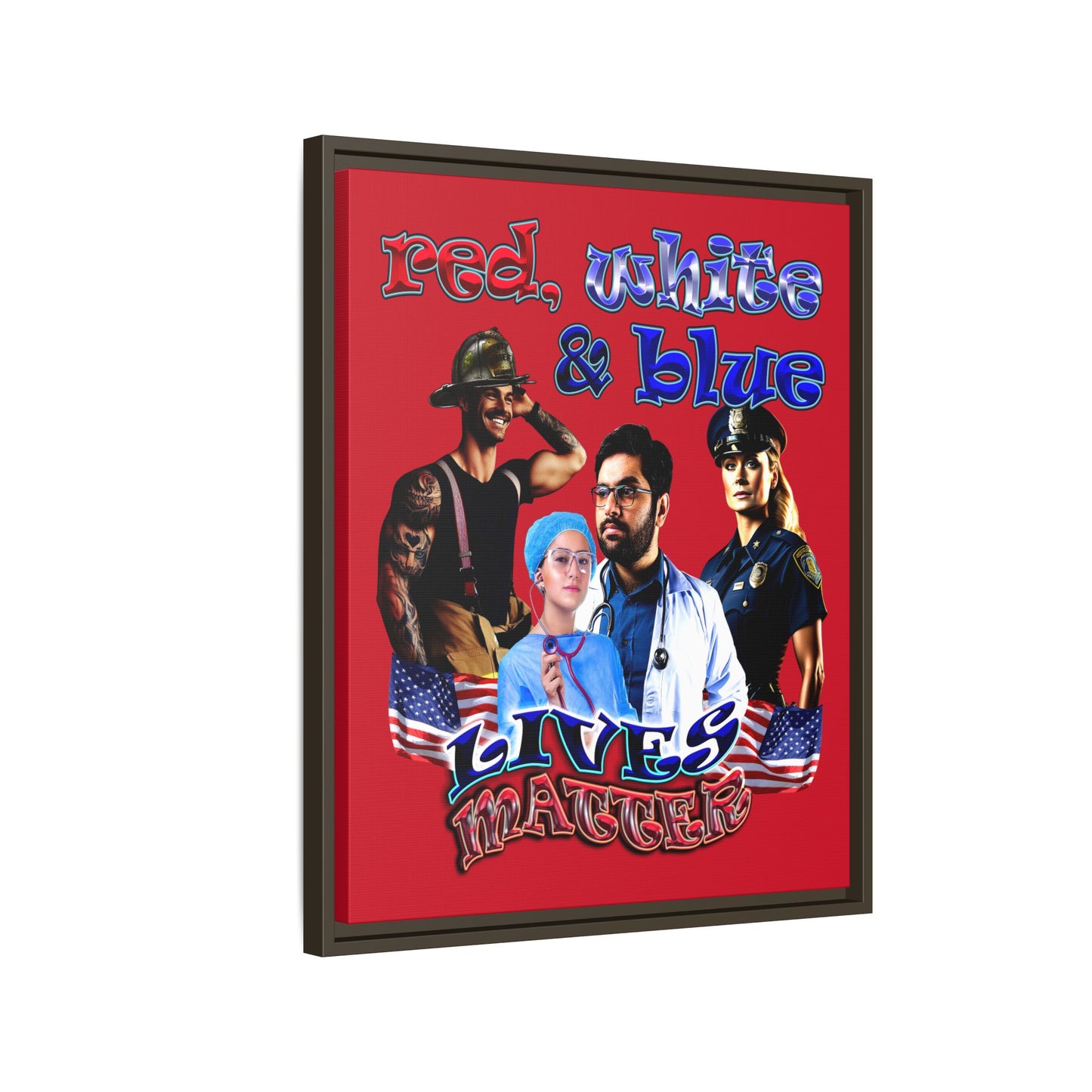 rw&b lives matter - framed canvas art (dark red)