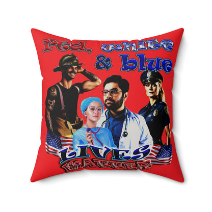 rw&b lives matter - Faux Suede Square Pillow - (red)