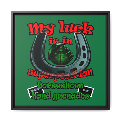 my luck - framed canvas art (dark green)