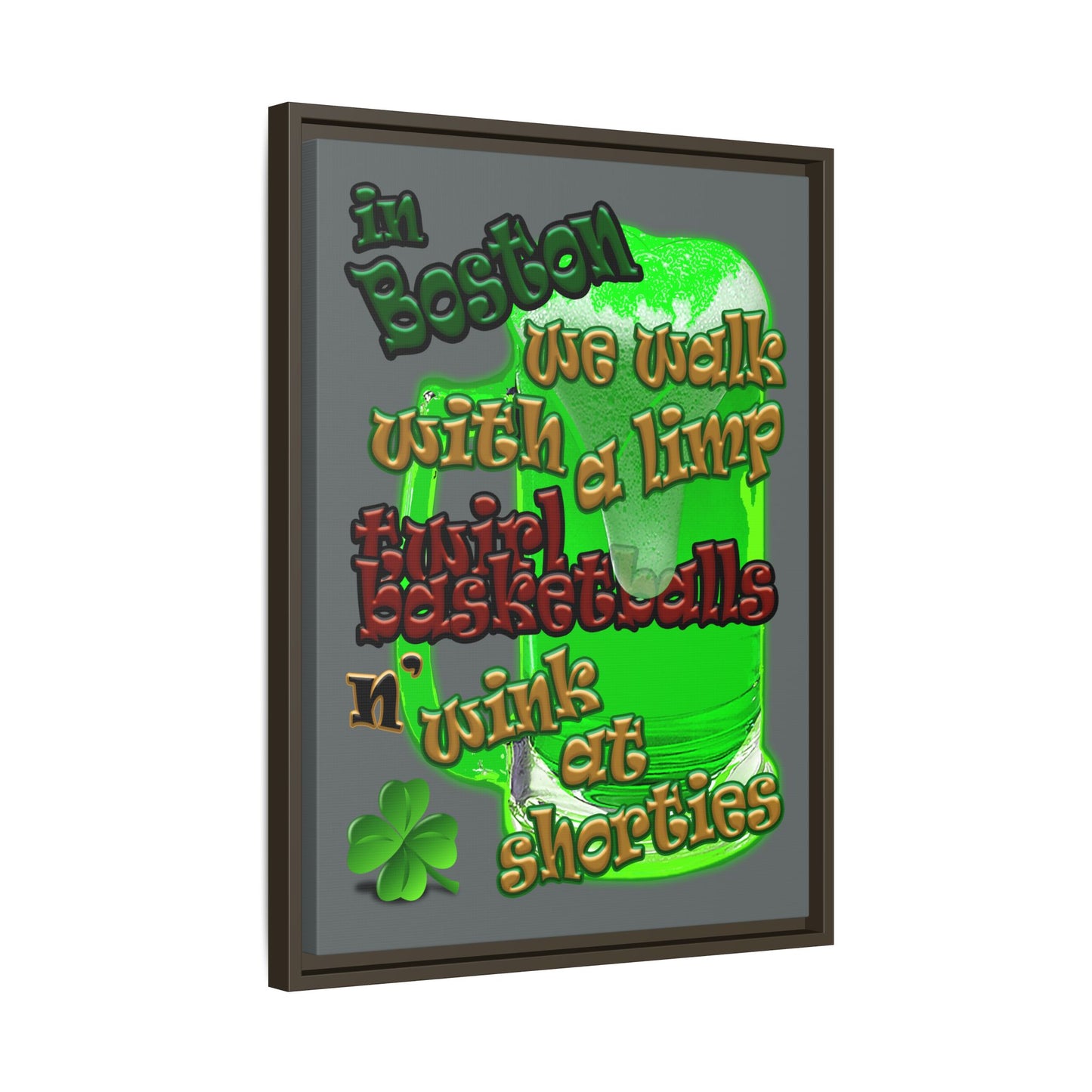 celtics logo - framed canvas art (dark grey)