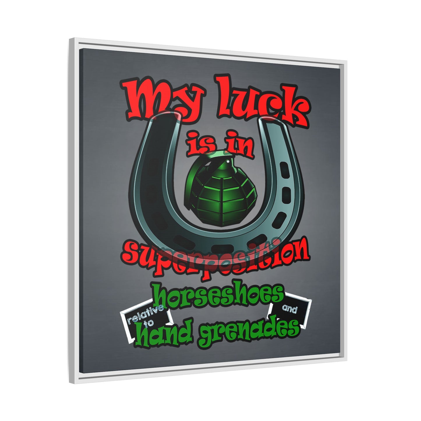 my luck - framed canvas art (grey-light grey)