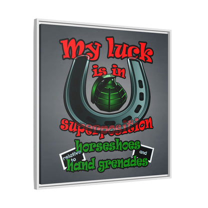 my luck - framed canvas art (grey-light grey)
