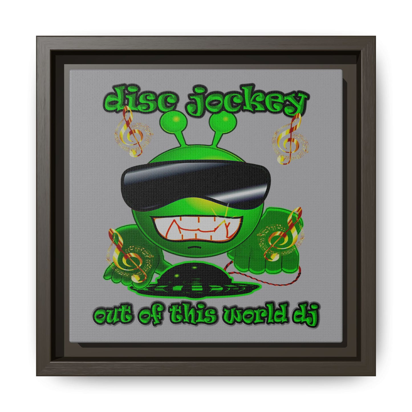 disc jockey - framed canvas art (grey)