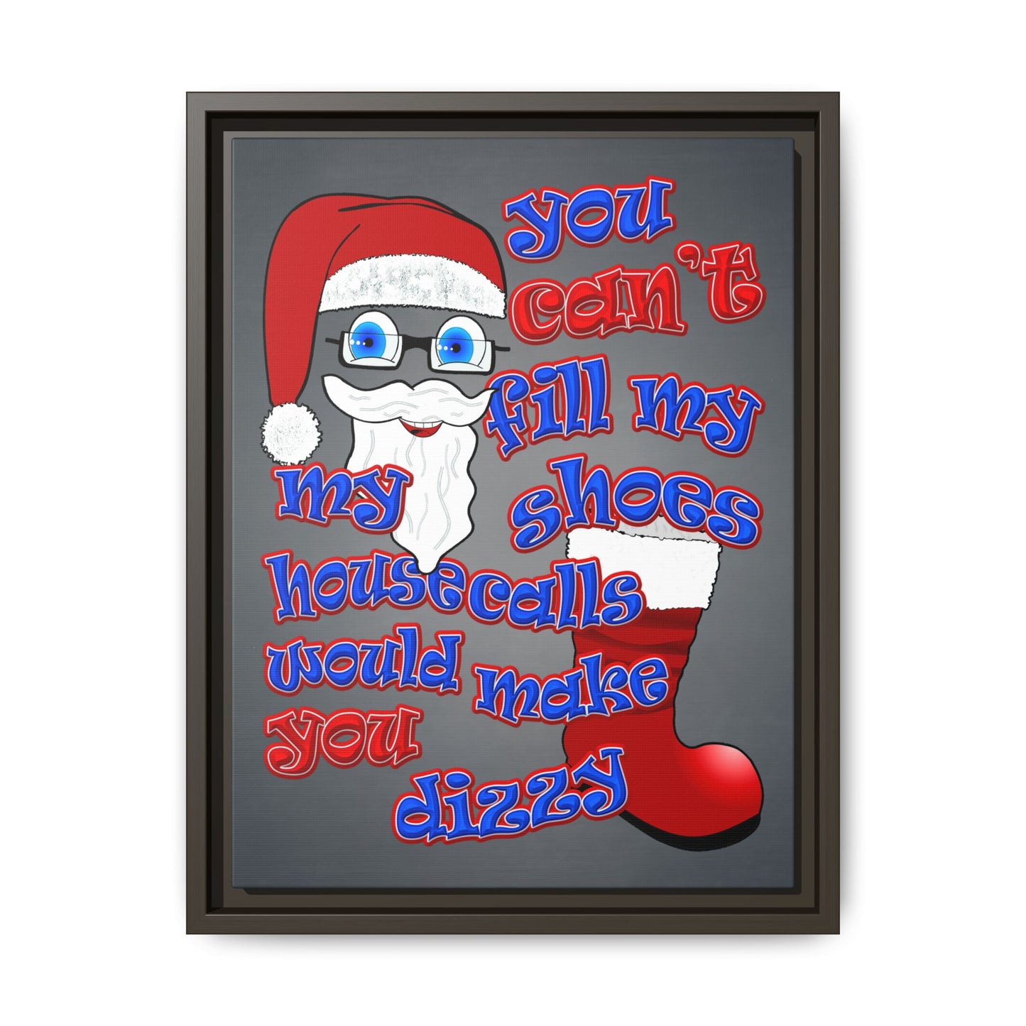 santa's shoes - framed canvas art (grey-light grey)