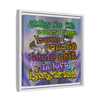the bum's shit - framed canvas art (grey-pink wave)