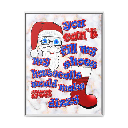 santa's shoes - framed canvas art (white marble)
