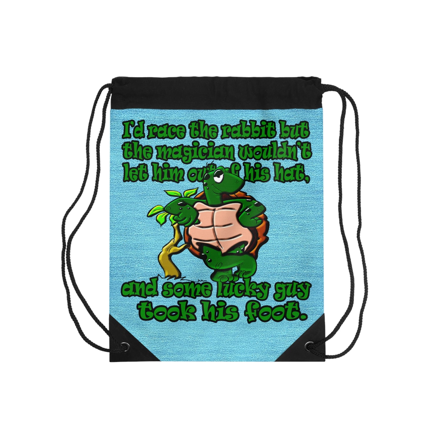 turtle race - Drawstring Bag (faded blue)