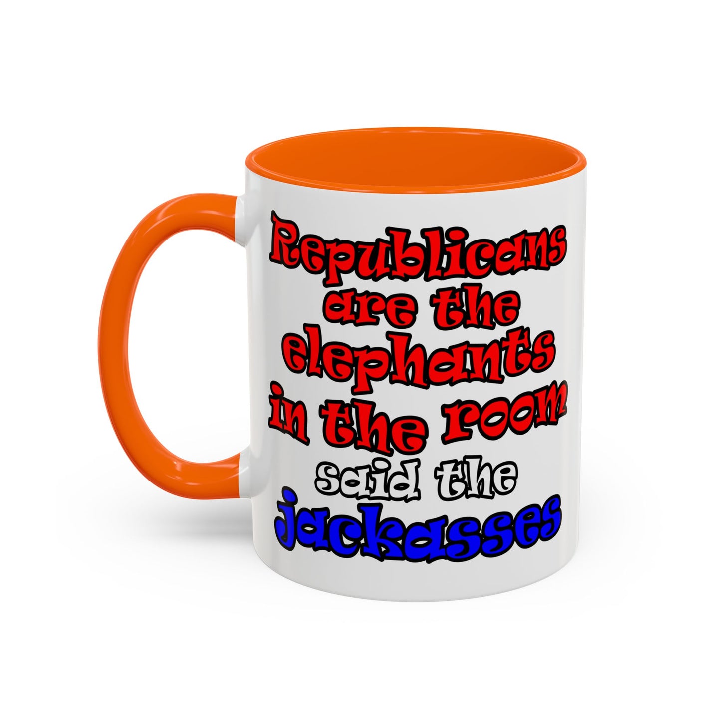 donkeys and elephants - Accent Mug (white)