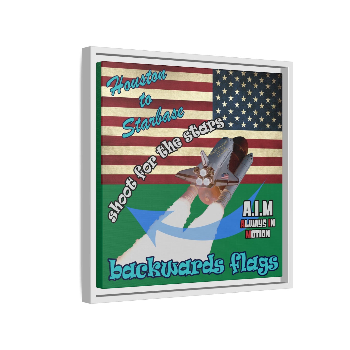 shoot for the stars - framed canvas art (dark green)