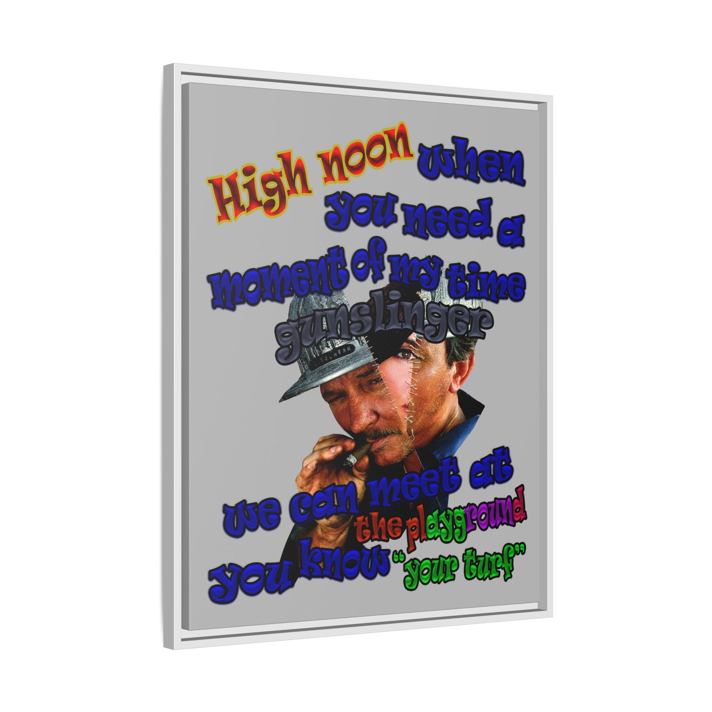 high noon - framed canvas art (light grey)