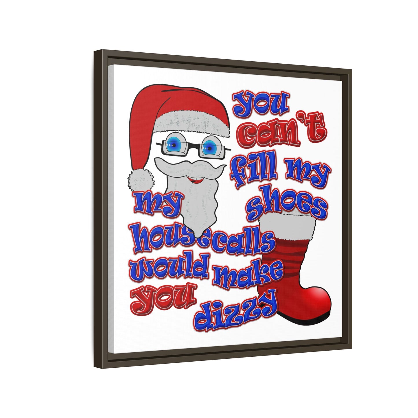 santa's shoes - framed canvas art (white)
