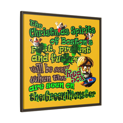 christmas spirits of boston - framed canvas art (yellow)