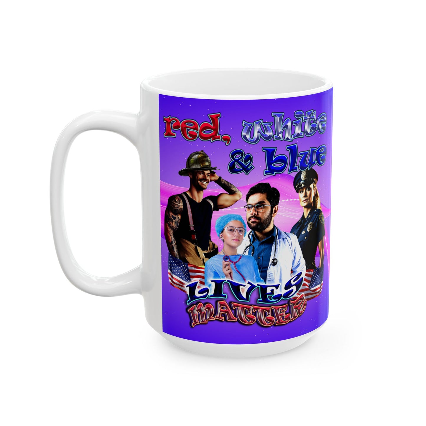 rw&b lives matter - White Mug (purple-pink wave)